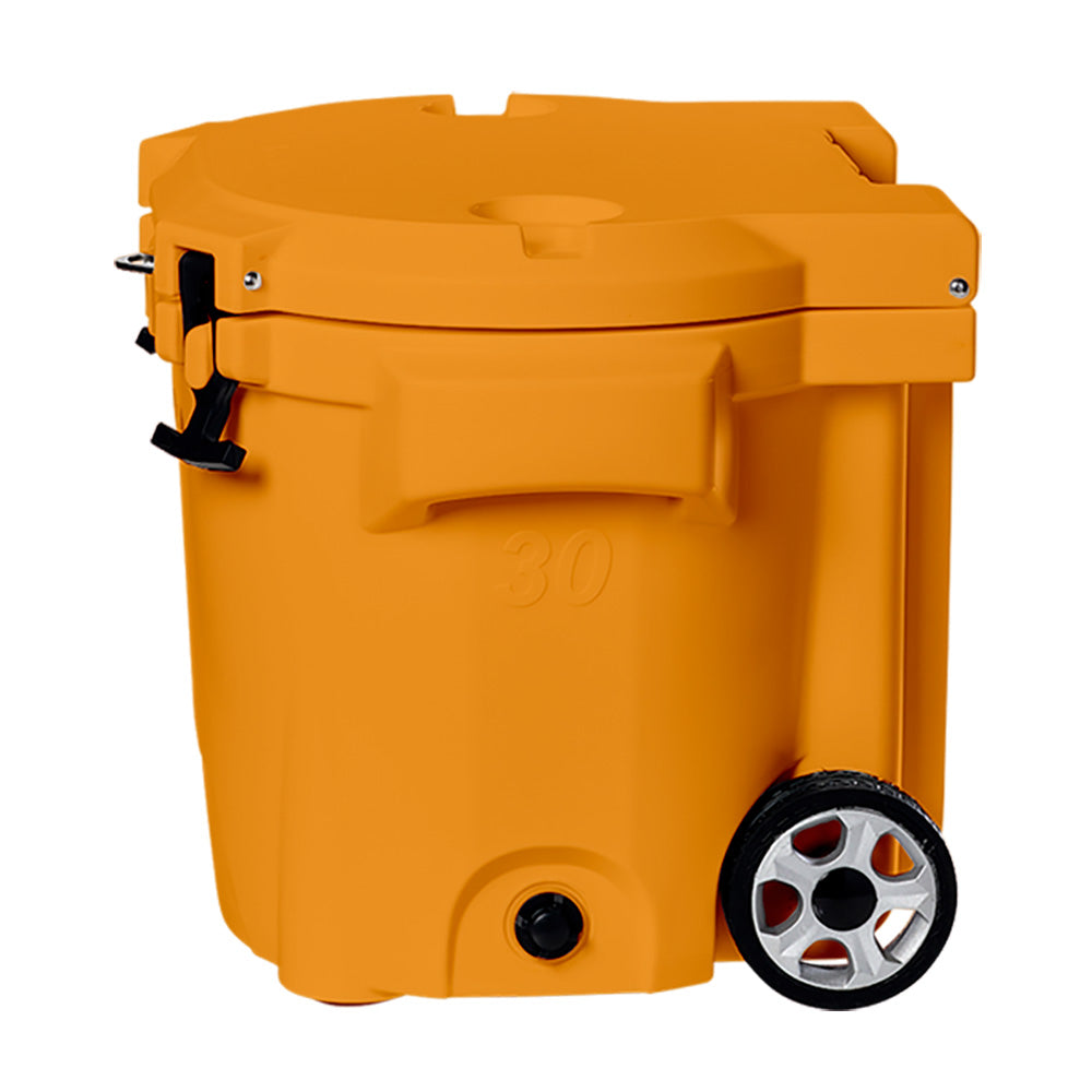 LAKA Coolers 30 Qt Cooler w/Telescoping Handle  Wheels - Orange [1086]