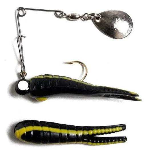 Betts Spin 1/8 Value Pack Split Tail Black/Yellow Stripe